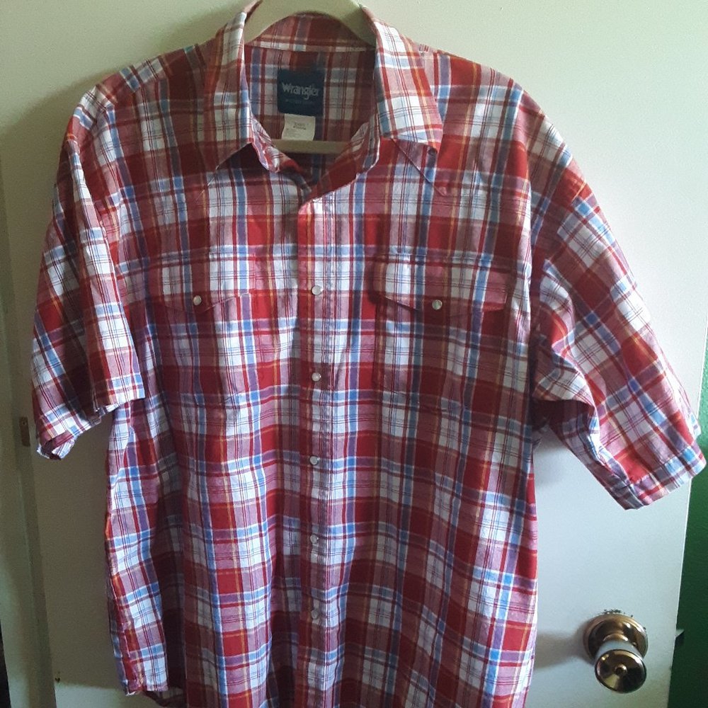 Wrangler XL Western Ranch Rodeo Cowboy Pearl Snap Short Sleeve Shirt - Picture 1 of 9